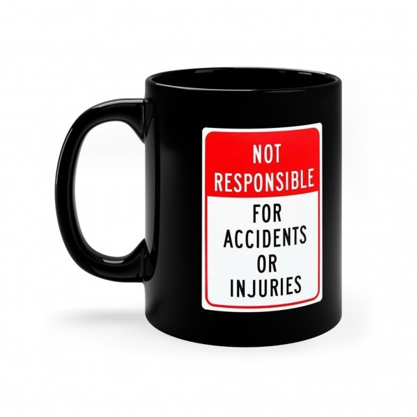 Not Responsible For Accidents or Injuries 11oz Black Mug